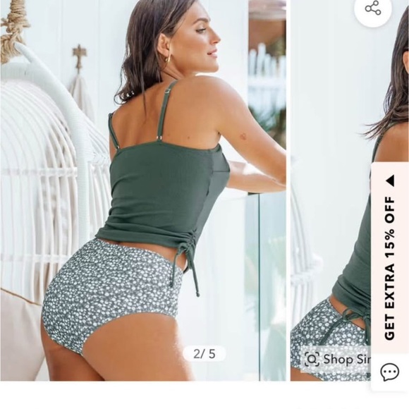 Green Tankini set - Picture 3 of 3